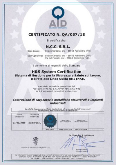Certificato H&S